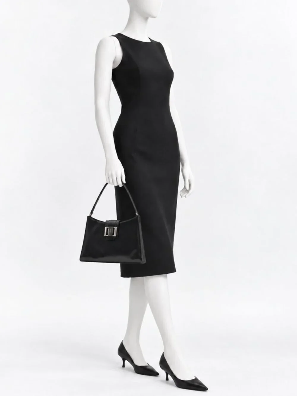 Vintage Salvatore Ferragamo Black Leather Shoulder Bag Gancini Hardware